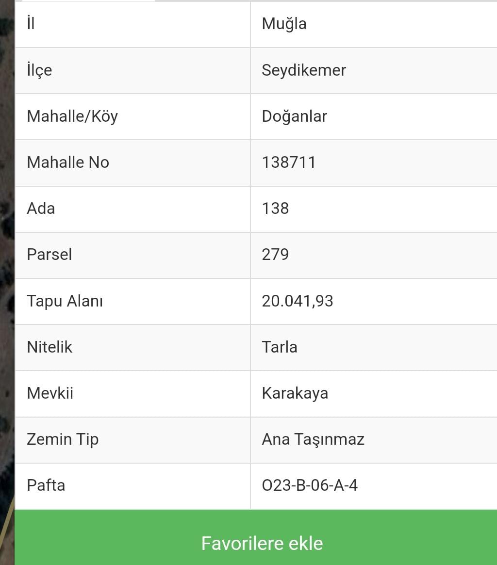 Cesur Emlak'tan Satılık Fethiye Doğanlarda 28062m2 TARLA 
